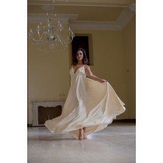 Cream-Colored Deep V Slip...