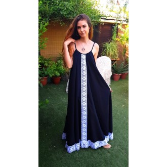 Black slip dress with white...
