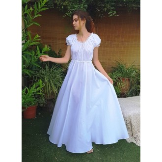 White Long Dress with Puff...