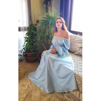 Light Blue Off-The-Shoulder...